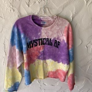 “MOTHER” MYSTICAL AF Crop Top Raw Tie Dye  Sweatshirt! Best deal ever!